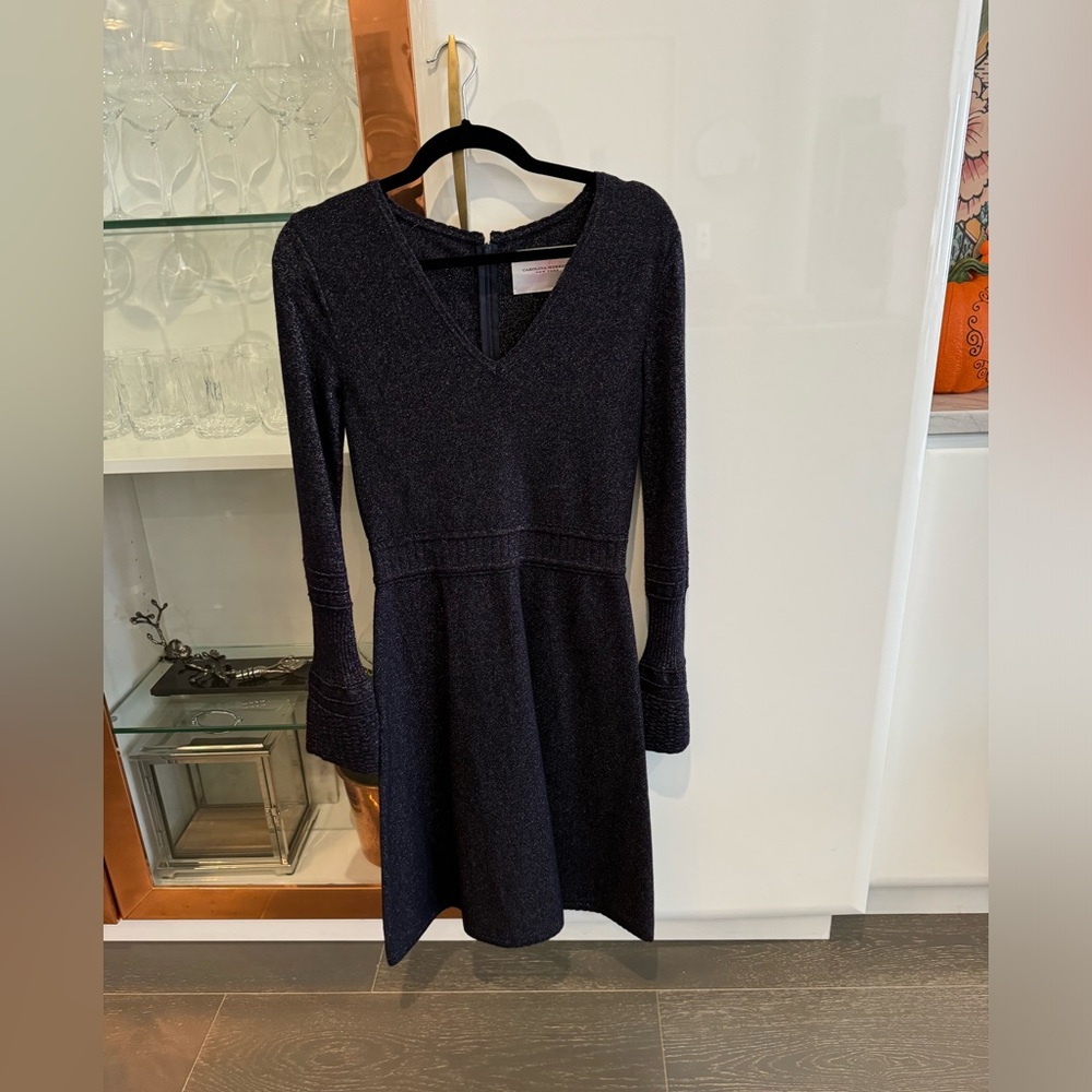 Carolina Herrera midnight blue sweater dress with bell sleeves. size 4/6.